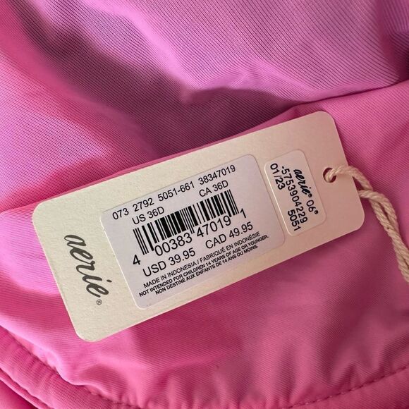 NWT Aerie 36D Bright Pink Full Coverage Unlined Sexy Sheer Lingerie Style Bra - Picture 10 of 12